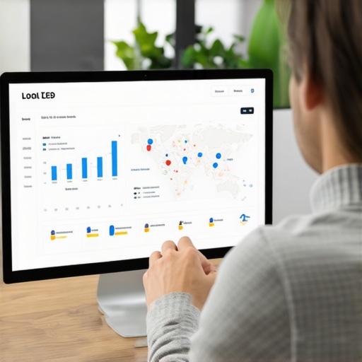 Analyzing Local SEO Data for GMB Optimization A person reviewing local SEO analytics and maps on a computer screen.