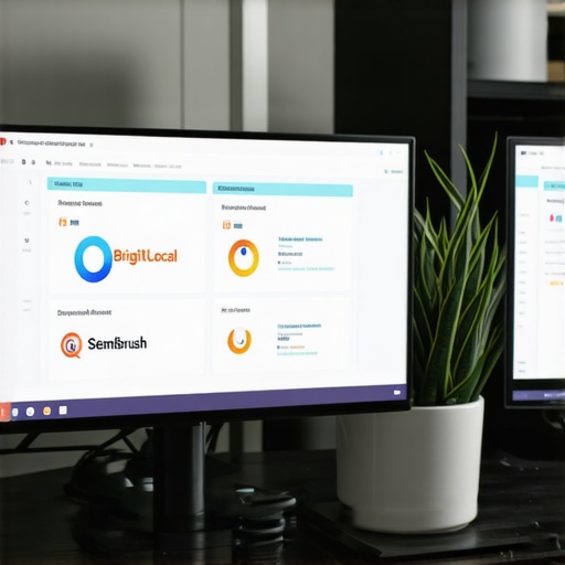 Local SEO Tools in Action Screenshot of BrightLocal and SEMrush dashboards showing local ranking and citation data.