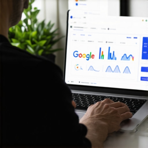 Person reviewing local SEO performance and GMB insights on laptop screen.