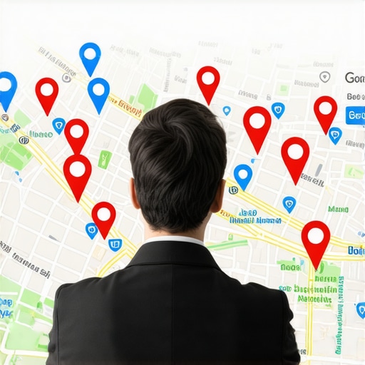 Person reviewing digital map with local business markers to optimize Google Maps rankings.