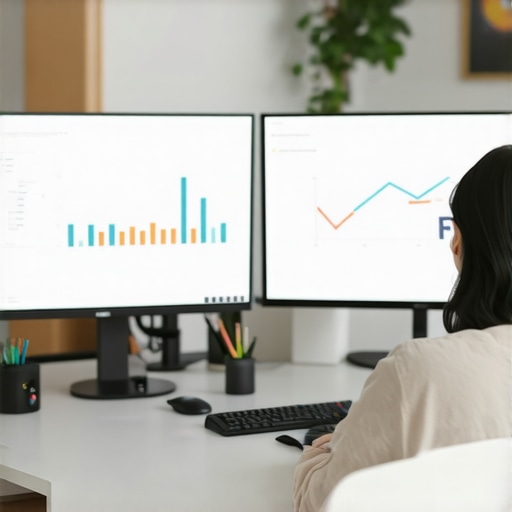 Person reviewing local SEO and Google My Business data on screens, planning map pack domination strategy.