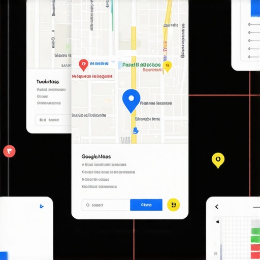 Diagram illustrating relevance cues like schema markup, local keywords, and content for map rankings.
