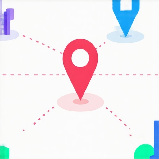Diagram showing geo-fencing zones improving local map rankings.