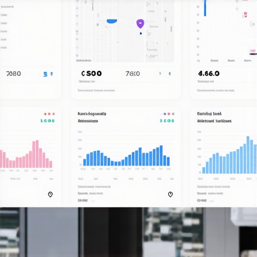 A digital dashboard showing local SEO metrics and map rankings