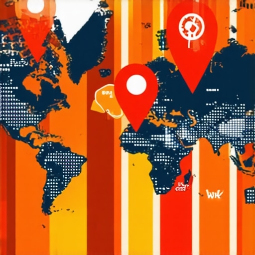 Digital map highlighting local business locations with SEO signals.