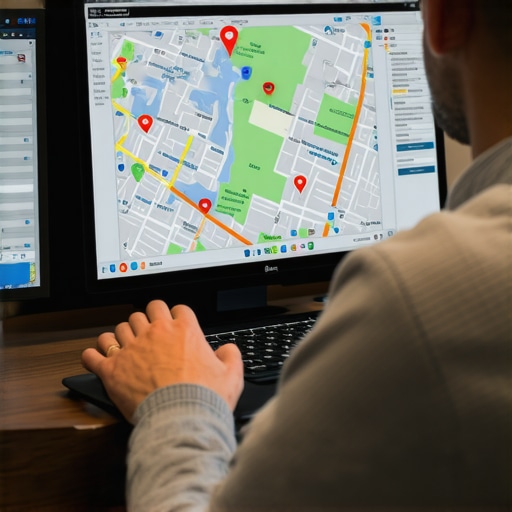Person setting up geo-fencing boundaries on a computer screen to enhance local map pack control