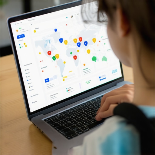Individual reviewing local SEO tactics and maps on a laptop