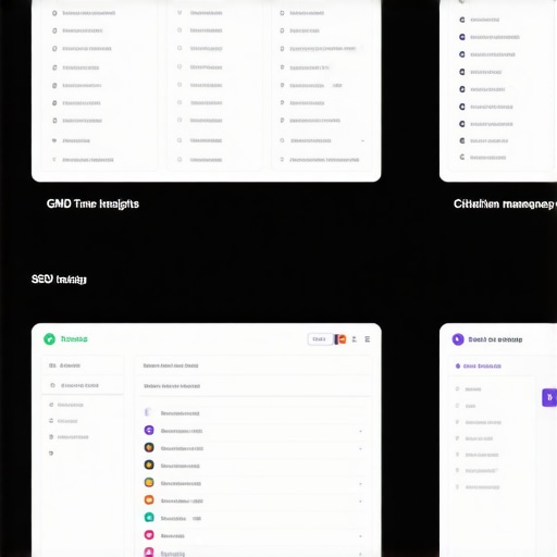 A person managing local SEO analytics on multiple screens with SEO tools